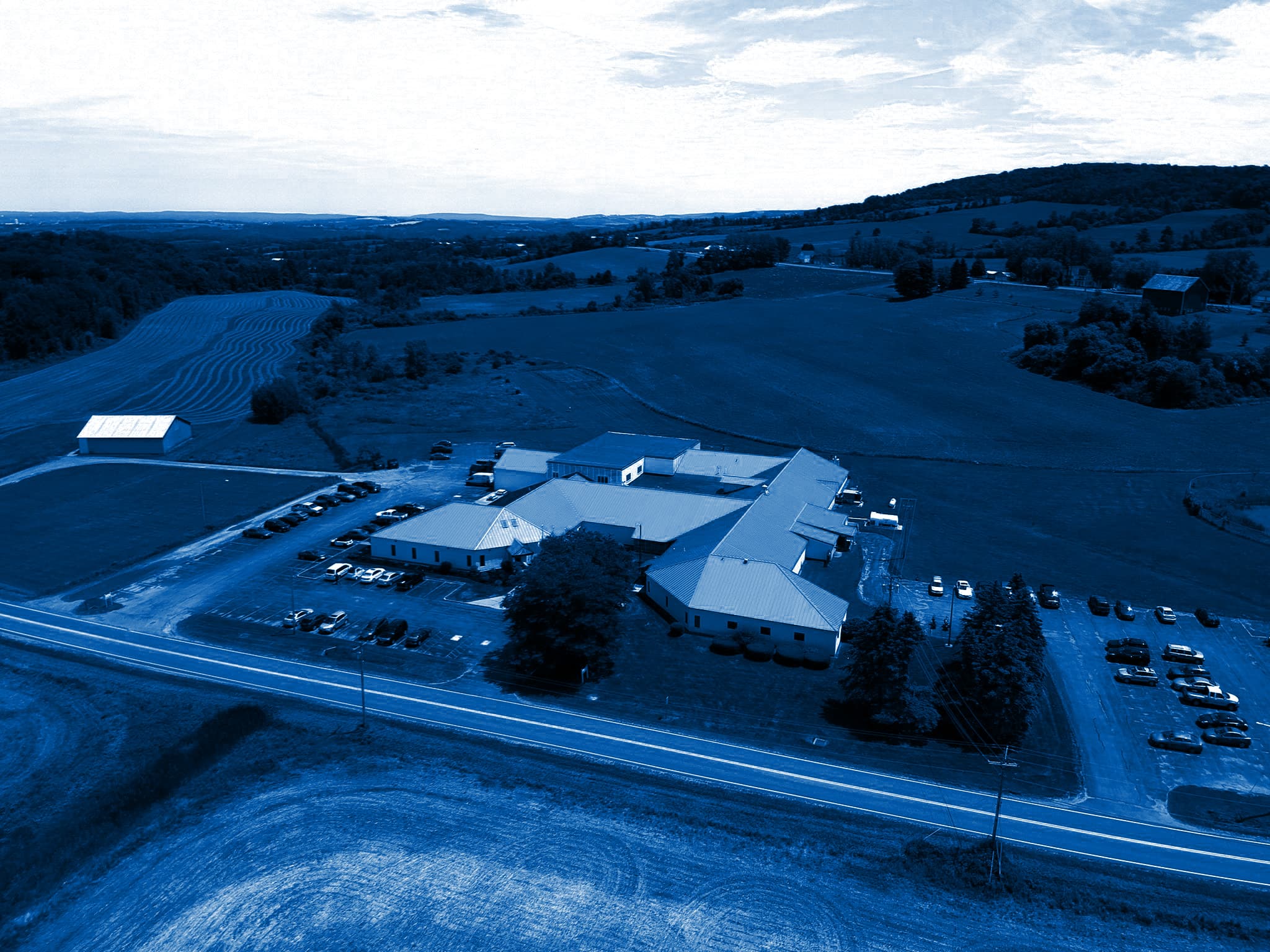 Customer Service blue background